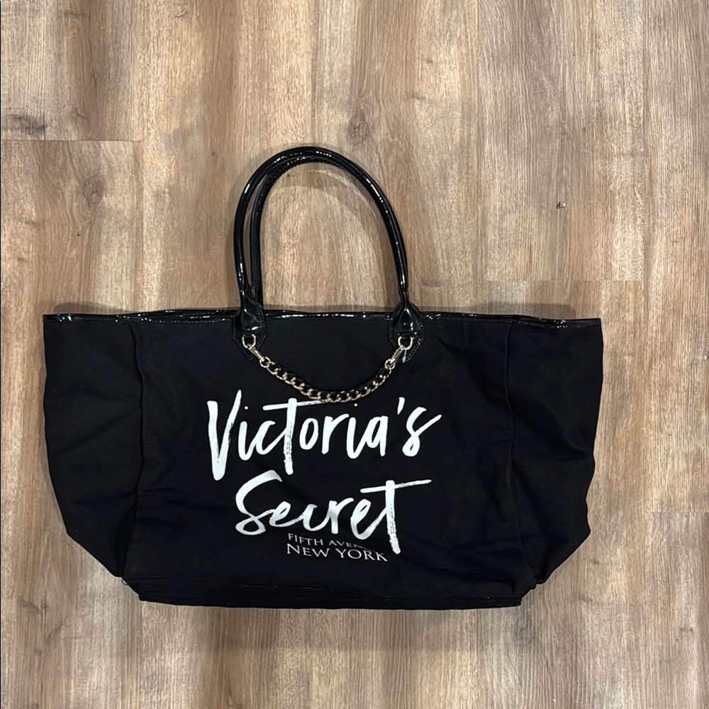 Victoria's Secret Black Canvas Tote with Logo